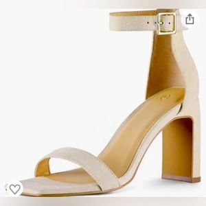 Women’s MySoft Suede Block Sandals, Heels, Nude/Cream/Beige, Sz 11